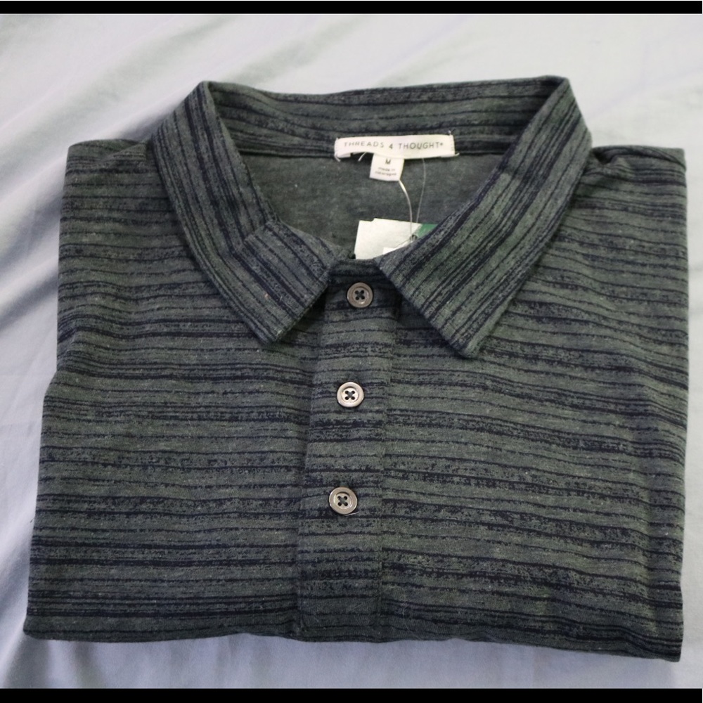 NWT Threads 4 Thought Dirt Road Stripe Polo M